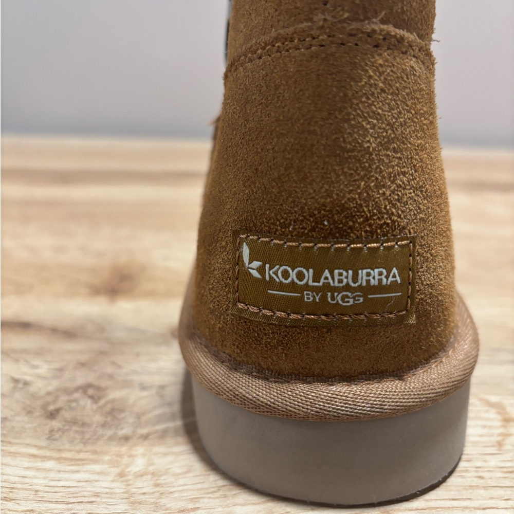Koolaburra Tan Ankle Boots with White Fur - Picture 4 of 6